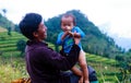 Father and son are happy in nothwest vietnam Royalty Free Stock Photo